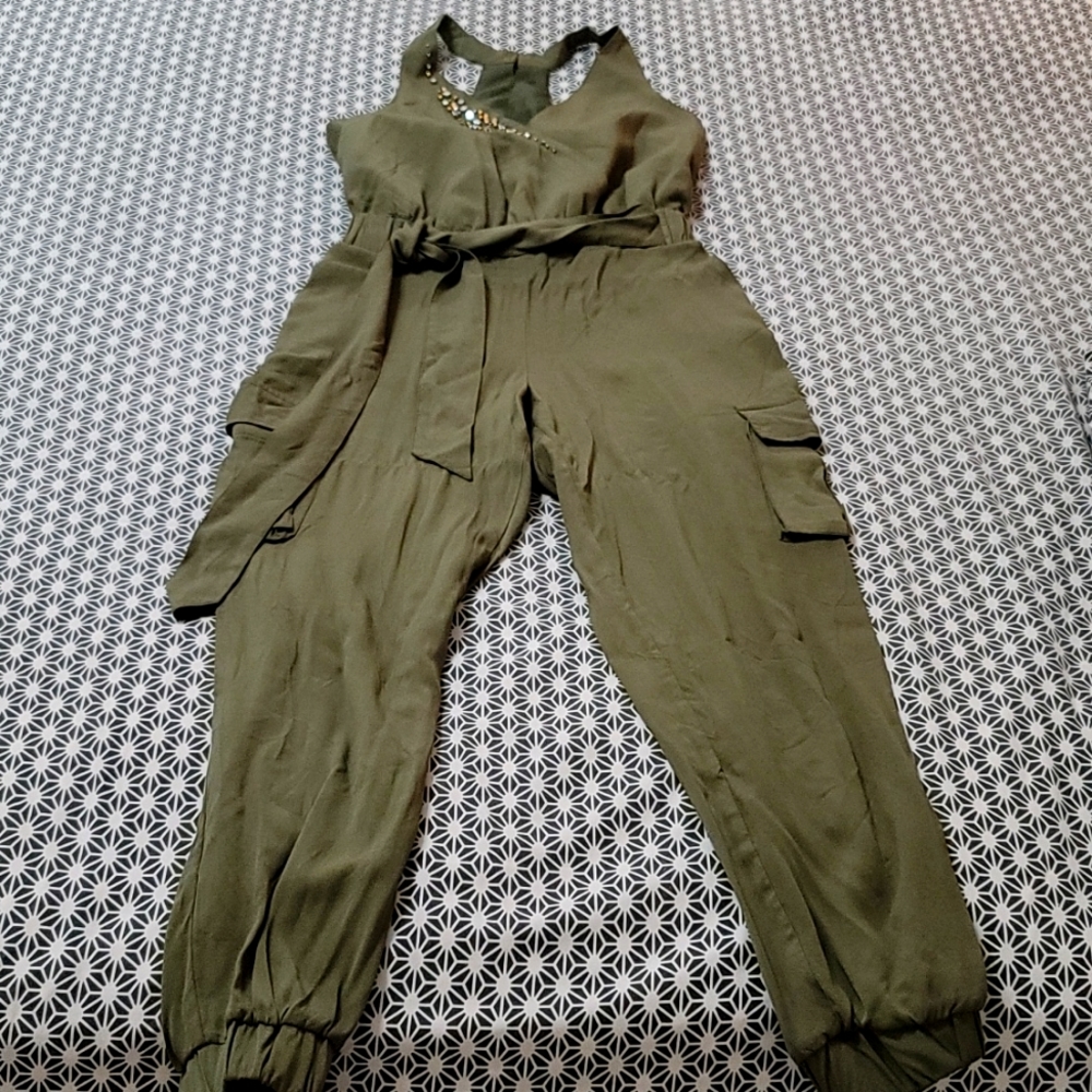 Venus green army jumpsuit. Size S